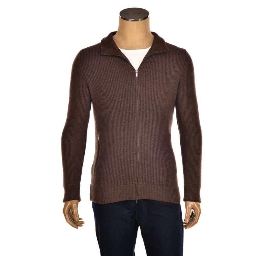 Manrico Cashmere Mockneck Ribbed Zip-Up Sweater